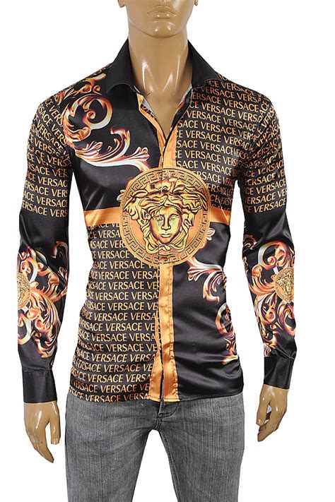 versace shirt mens black and gold|shirts xl versace.